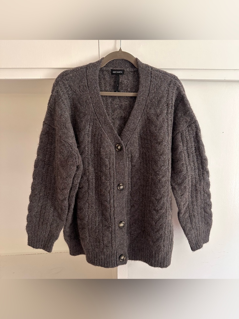 Cozy Earth Oversized Cardigan Sweater Yak Alpaca Merino Wool Gray $375 - S